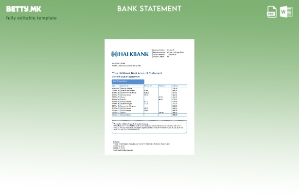 модерен стил Туркменистан Халкбанк шаблон ексел за извод од банка доказ за адрес